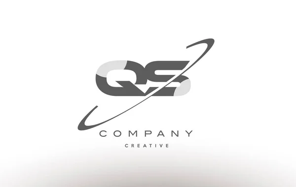 Qs q s  swoosh grey alphabet letter logo — Stock Vector
