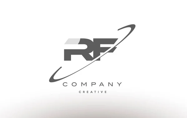 Rf r f swoosh gris alfabeto letra logo — Vector de stock