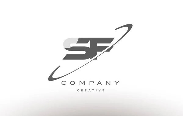 Sf s f  swoosh grey alphabet letter logo — Stock Vector