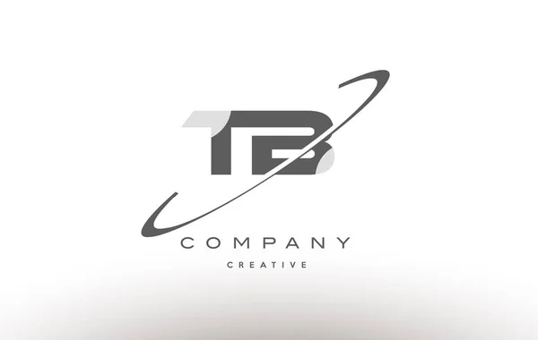 TB t b swoosh šedá abeceda dopis logo — Stockový vektor