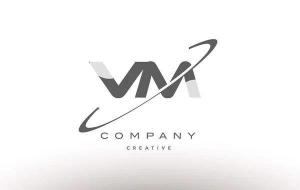 Vm v m swoosh gris alfabeto letra logo — Vector de stock