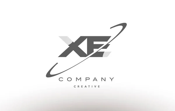 Xe x e swoosh logo huruf abjad abu-abu - Stok Vektor