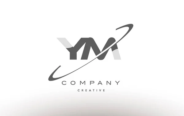 Ym y m swoosh grigio alfabeto lettera logo — Vettoriale Stock