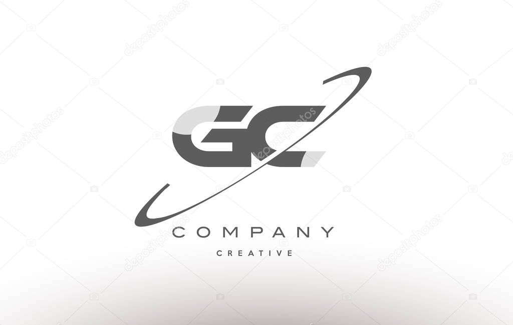 gc g c  swoosh grey alphabet letter logo