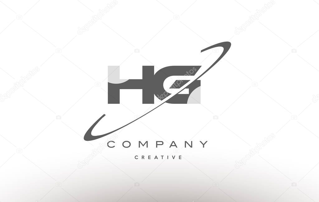 Hg h g  grey swoosh white alphabet company logo line design vector icon template