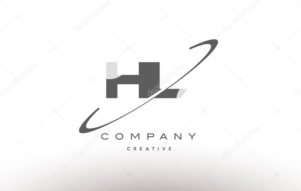 Hl h l  grey swoosh white alphabet company logo line design vector icon template