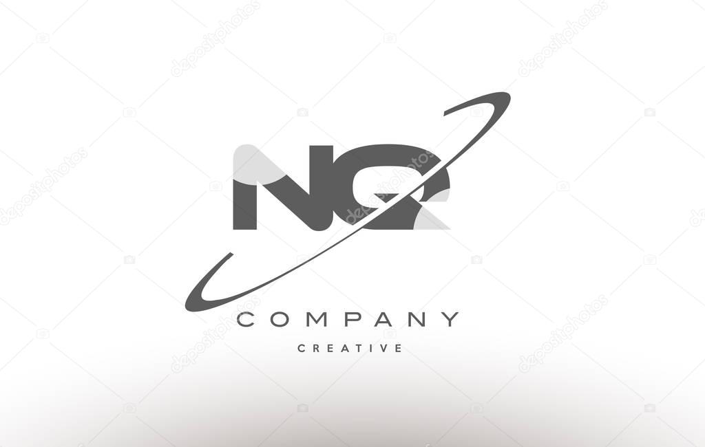 Nq n q  grey swoosh white alphabet company logo line design vector icon template