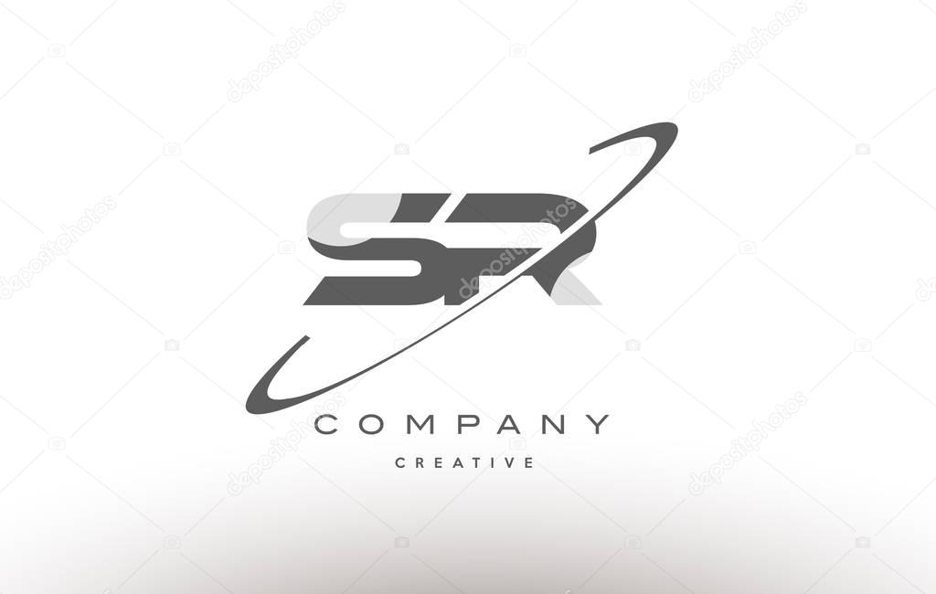 Sr s r  grey swoosh white alphabet company logo line design vector icon template