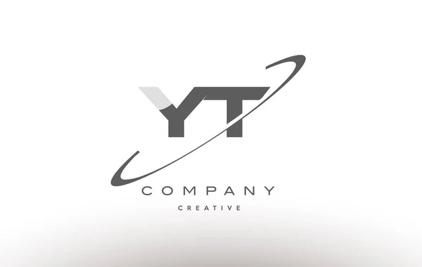 Yt y t swoosh gris alfabeto letra logo — Vector de stock