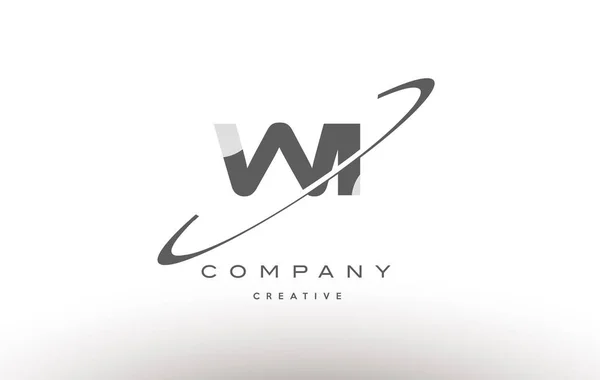 Wi w i swoosh gris alfabeto letra logo — Vector de stock
