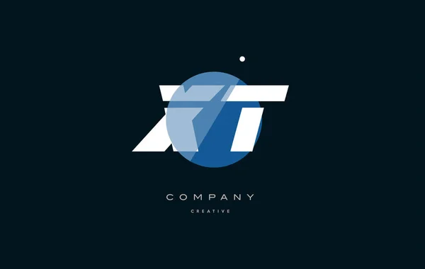 Xt x t  blue white circle big font alphabet company letter logo — Stock Vector