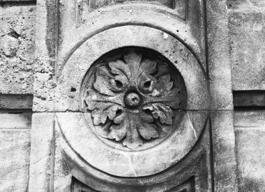 Siyah ve beyaz duvar çimento çiçek heykel