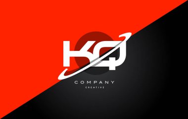 KQ k q kırmızı siyah teknoloji alfabe şirket mektup logo simge