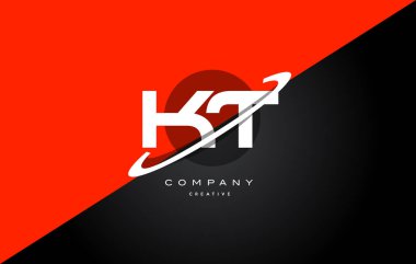 KT k t kırmızı siyah teknoloji alfabe şirket mektup logo simge