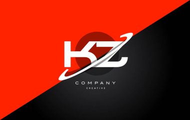 KZ k z kırmızı siyah teknoloji alfabe şirket mektup logo simge