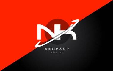 NK n k kırmızı siyah teknoloji alfabe şirket mektup logo simge