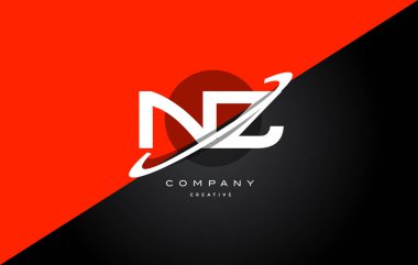 NZ n z kırmızı siyah teknoloji alfabe şirket mektup logo simge