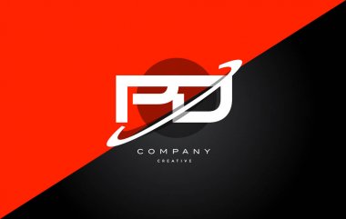 PD p d kırmızı siyah teknoloji alfabe şirket mektup logo simge