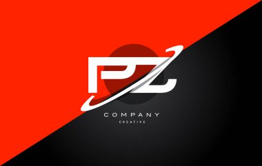 PZ p z kırmızı siyah teknoloji alfabe şirket mektup logo simge