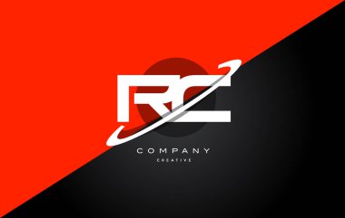 RC r c kırmızı siyah teknoloji alfabe şirket mektup logo simge