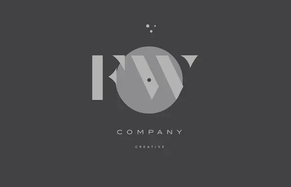 Fw f w gris alphabet moderne lettre d'entreprise logo icône — Image vectorielle