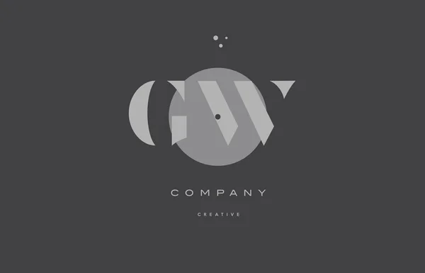 Gw g w gris alphabet moderne lettre d'entreprise logo icône — Image vectorielle