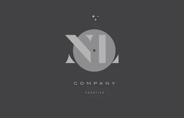 Nl n l gris alphabet moderne lettre d'entreprise logo icône — Image vectorielle
