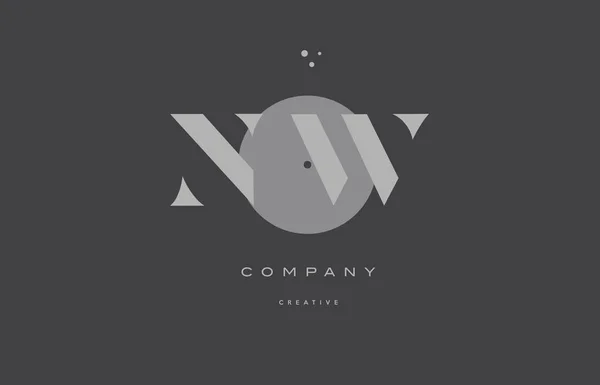 Nw n w gris alphabet moderne lettre d'entreprise logo icône — Image vectorielle