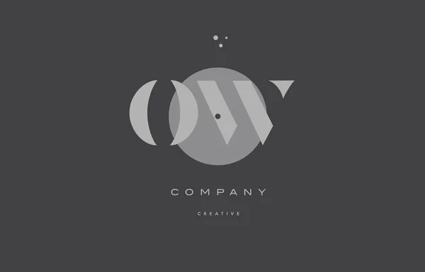 Ow o w gris alphabet moderne lettre d'entreprise logo icône — Image vectorielle