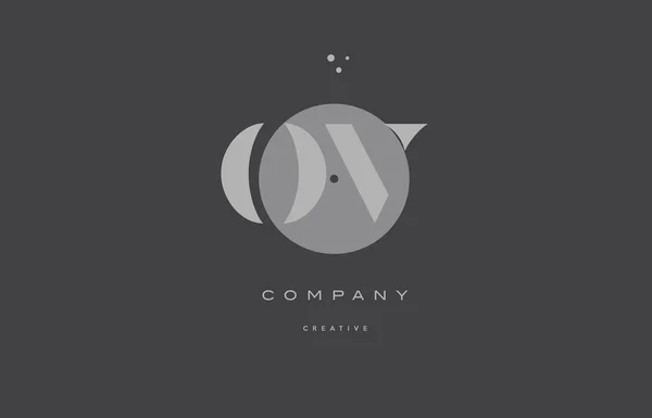 Ov o v gris alphabet moderne lettre d'entreprise logo icône — Image vectorielle