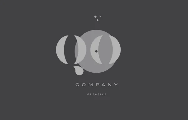 Qo q o gris alphabet moderne lettre d'entreprise logo icône — Image vectorielle