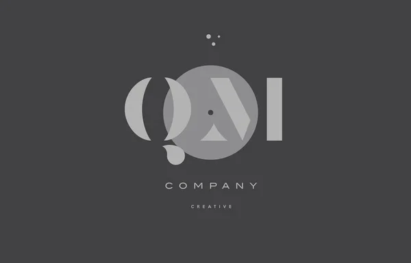 Qm q m gris alphabet moderne lettre d'entreprise logo icône — Image vectorielle