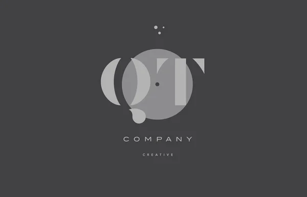 Qt q t gris alphabet moderne lettre d'entreprise logo icône — Image vectorielle