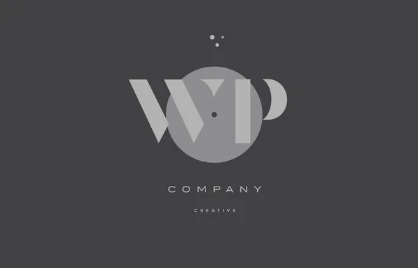 Wp w p cinza alfabeto moderno empresa carta logotipo ícone —  Vetores de Stock