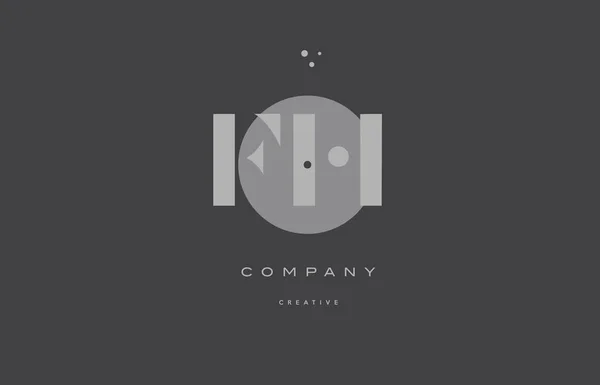 Fh f h gris alphabet moderne lettre d'entreprise logo icône — Image vectorielle