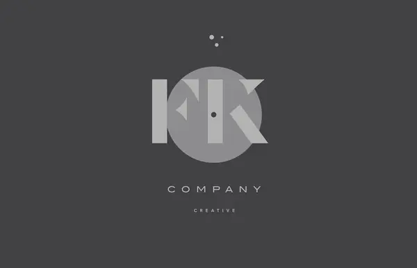 Fk f k cinza alfabeto moderno empresa carta logotipo ícone — Vetor de Stock