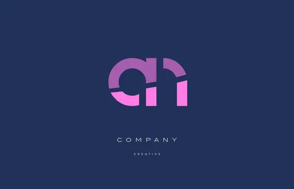 Un n rose lettre alphabet bleu icône logo — Image vectorielle