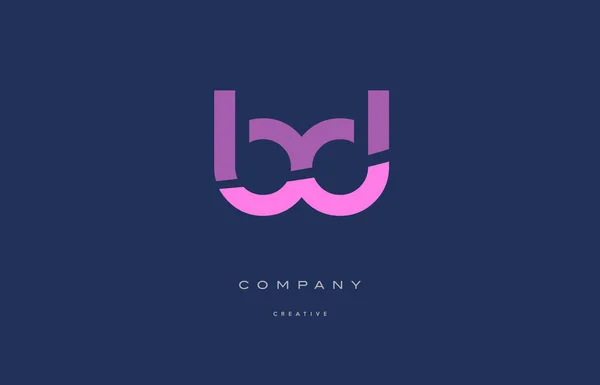 BD b d różowy niebieski alfabet litery ikona logo — Wektor stockowy