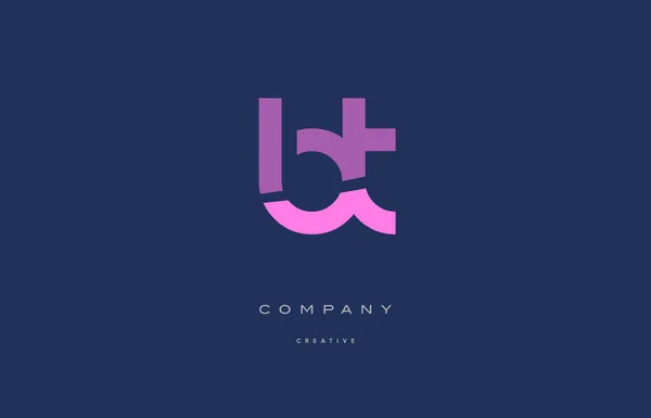 BT b t różowy niebieski alfabet litery ikona logo — Wektor stockowy
