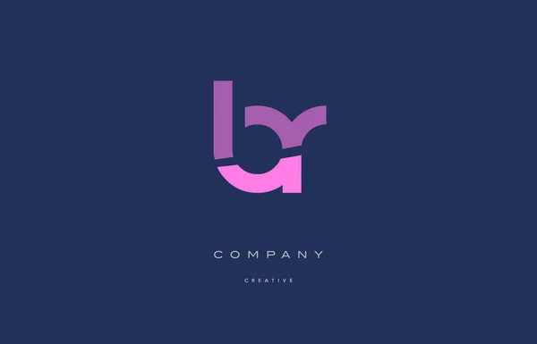 Br b r różowy niebieski alfabet litery ikona logo — Wektor stockowy