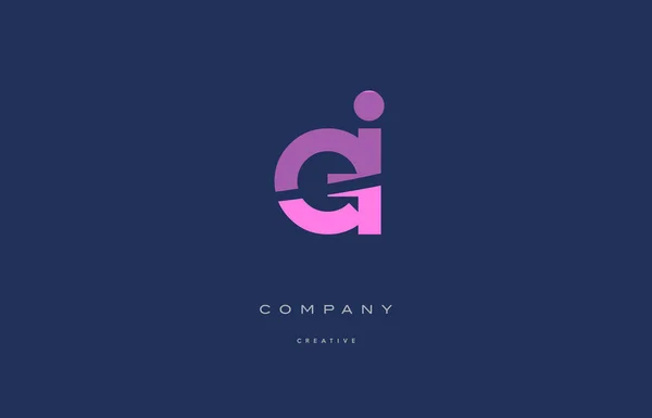 Ei e i rose lettre alphabet bleu icône logo — Image vectorielle