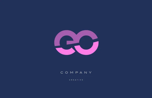 Eo e o rose lettre alphabet bleu icône logo — Image vectorielle