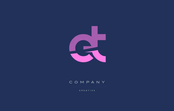 Et e t roze blauw alfabet-letterpictogram logo — Stockvector