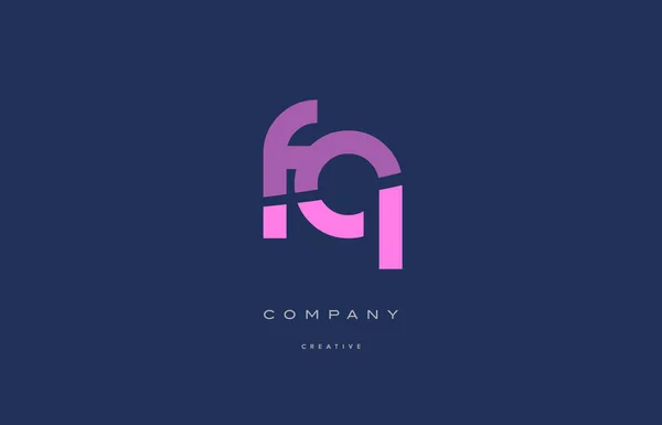 Fq f q rose lettre alphabet bleu icône logo — Image vectorielle