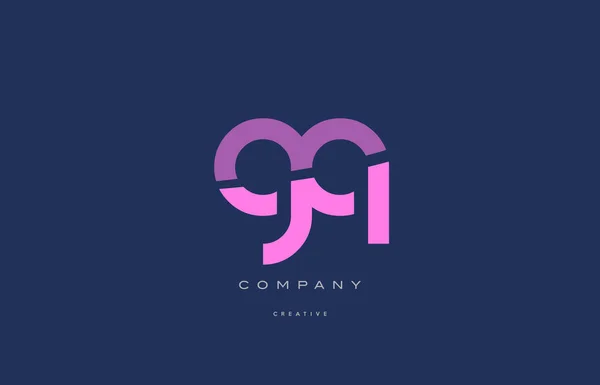 GQ g q roze blauw alfabet logo letterpictogram — Stockvector