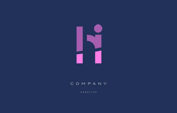Salut h i rose lettre alphabet bleu icône logo — Image vectorielle