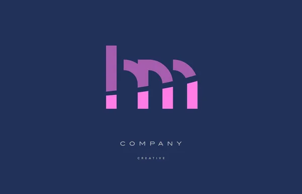 Hm h m  pink blue alphabet letter logo icon — Stock Vector
