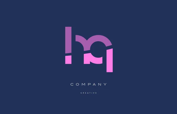 HQ h q roze blauw alfabet-letterpictogram logo — Stockvector