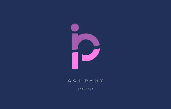 IP ik p letterpictogram logo blauwe alfabet roze — Stockvector