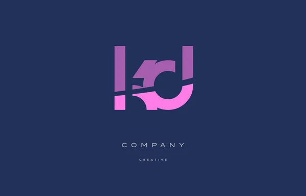 Kd k d rose lettre alphabet bleu icône logo — Image vectorielle